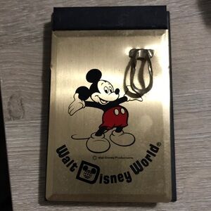 Vintage 70s Mickey Mouse Note Pad Walt Disney World Memo Holder with paper